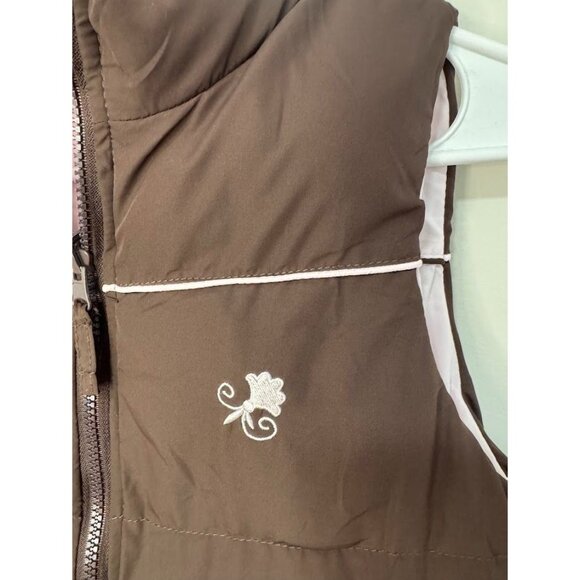 Girls Reversable Puffer Vest, Pink and Brown Size Medium - Picture 3 of 8